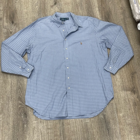 Ralph Lauren Classic Fit Blue and White Long Sleeve Shirt - Picture 1 of 4